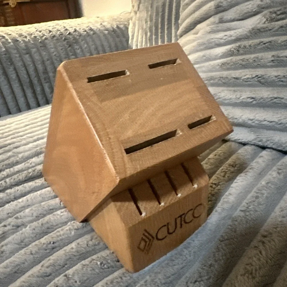 CUTCO 8 Slot Solid Wood Honey Oak Knife Block Holder Made in‎ USA Vtg